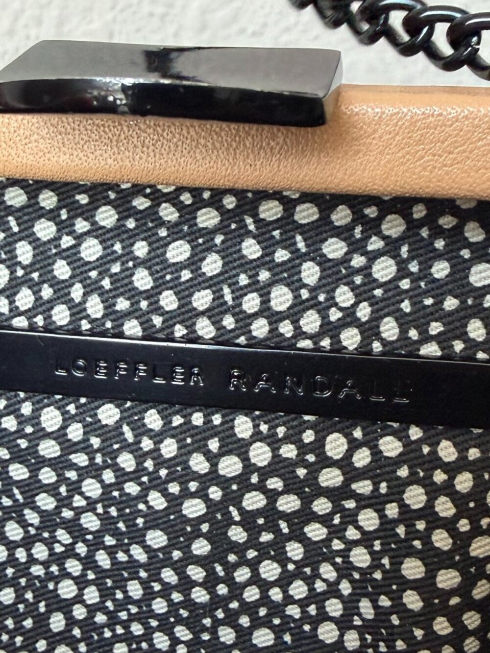 Loeffler Randall Tan Black Leather Minaudière Laser Cut Clutch - Picture 8 of 9